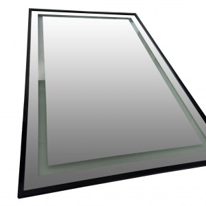 Прямоугольное зеркало с фронтальной подсветкой в черной раме лофт
