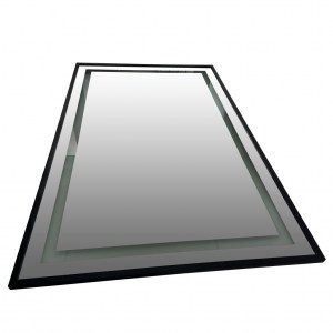 Прямоугольное зеркало с фронтальной подсветкой в черной раме лофт