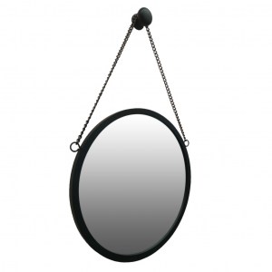 Круглое черное зеркало на цепочке