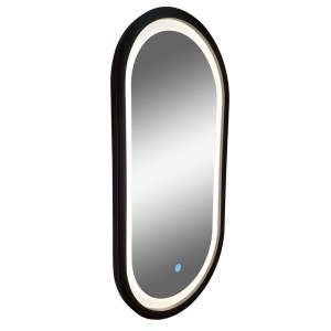 Овальное зеркало капсула в черной раме с фронтальной led подсветкой