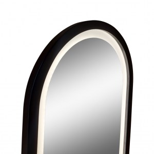 Овальное зеркало капсула в черной раме с фронтальной led подсветкой