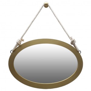 Овальное подвесное зеркало лофт золото