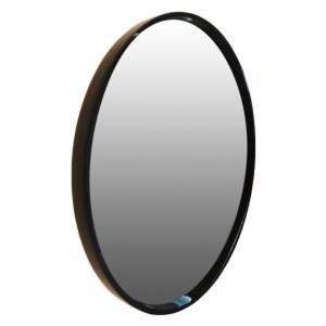 Круглое зеркало в латунной раме черное