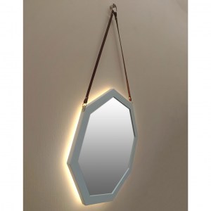 Белое зеркало октагон на ремне с подсветкой