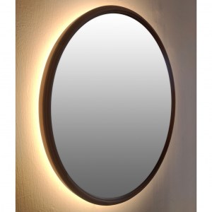 Круглое зеркало в тонкой раме из бука с подсветкой  2
