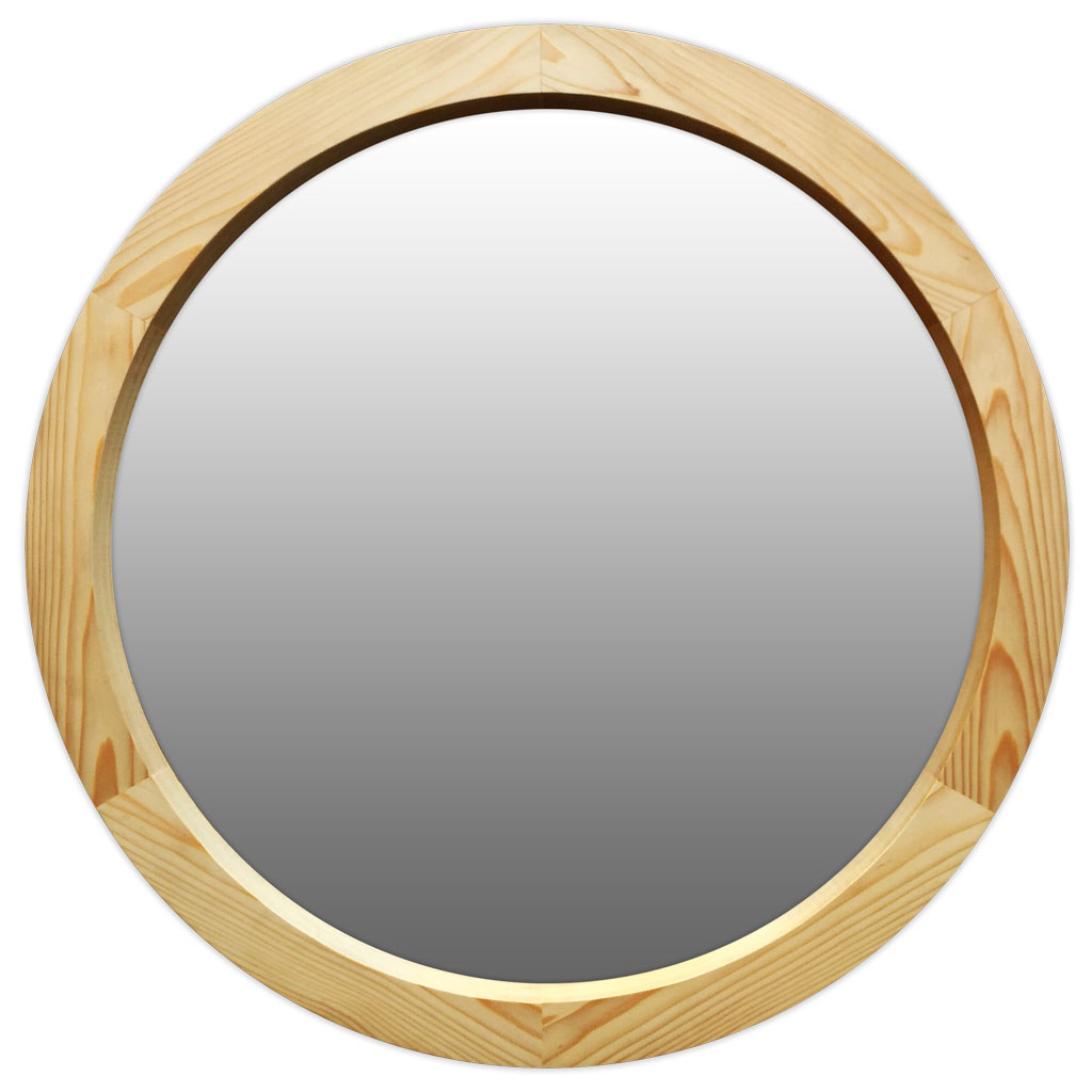Круглое зеркало в деревянной раме Пихта 1